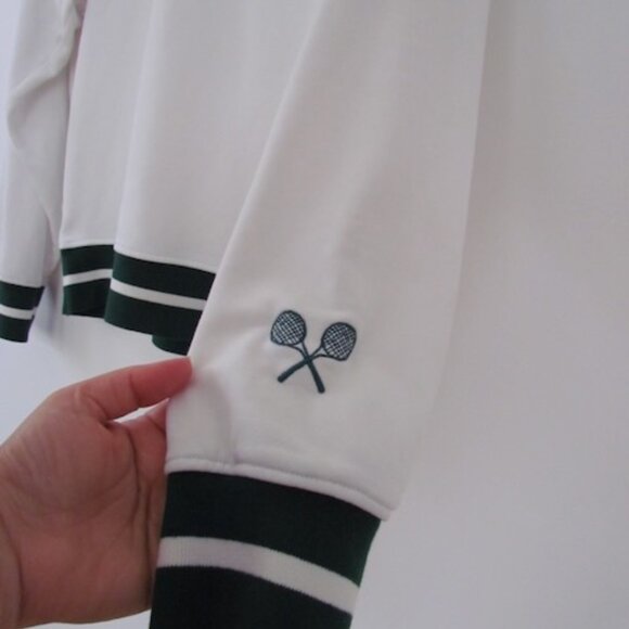 Ellsworth + Ivey Country Club Sweatshirt Sz S Tennis Racket Motif White & Green - Picture 8 of 11